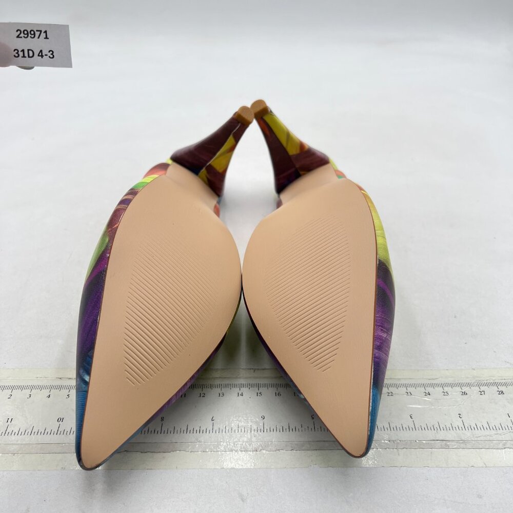 Ydn Colorful-Feather Cone Heel Pointed Toe Mules … - image 7